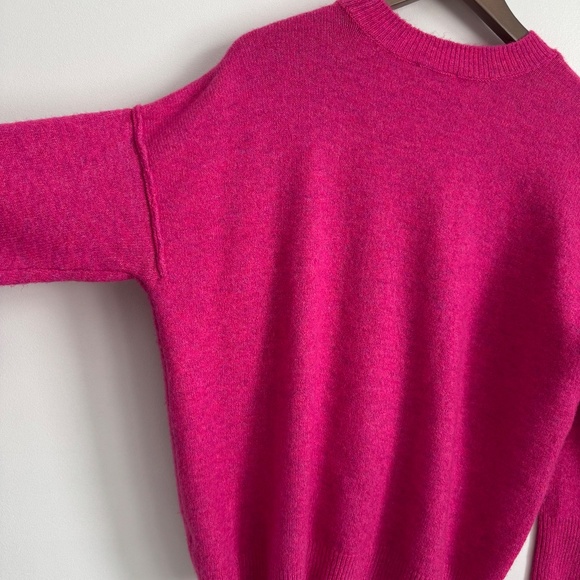 Vince Camuto Exposed Seam Crewneck Sweater Relaxed Fit Bright Pink Size XS/S - Picture 7 of 15